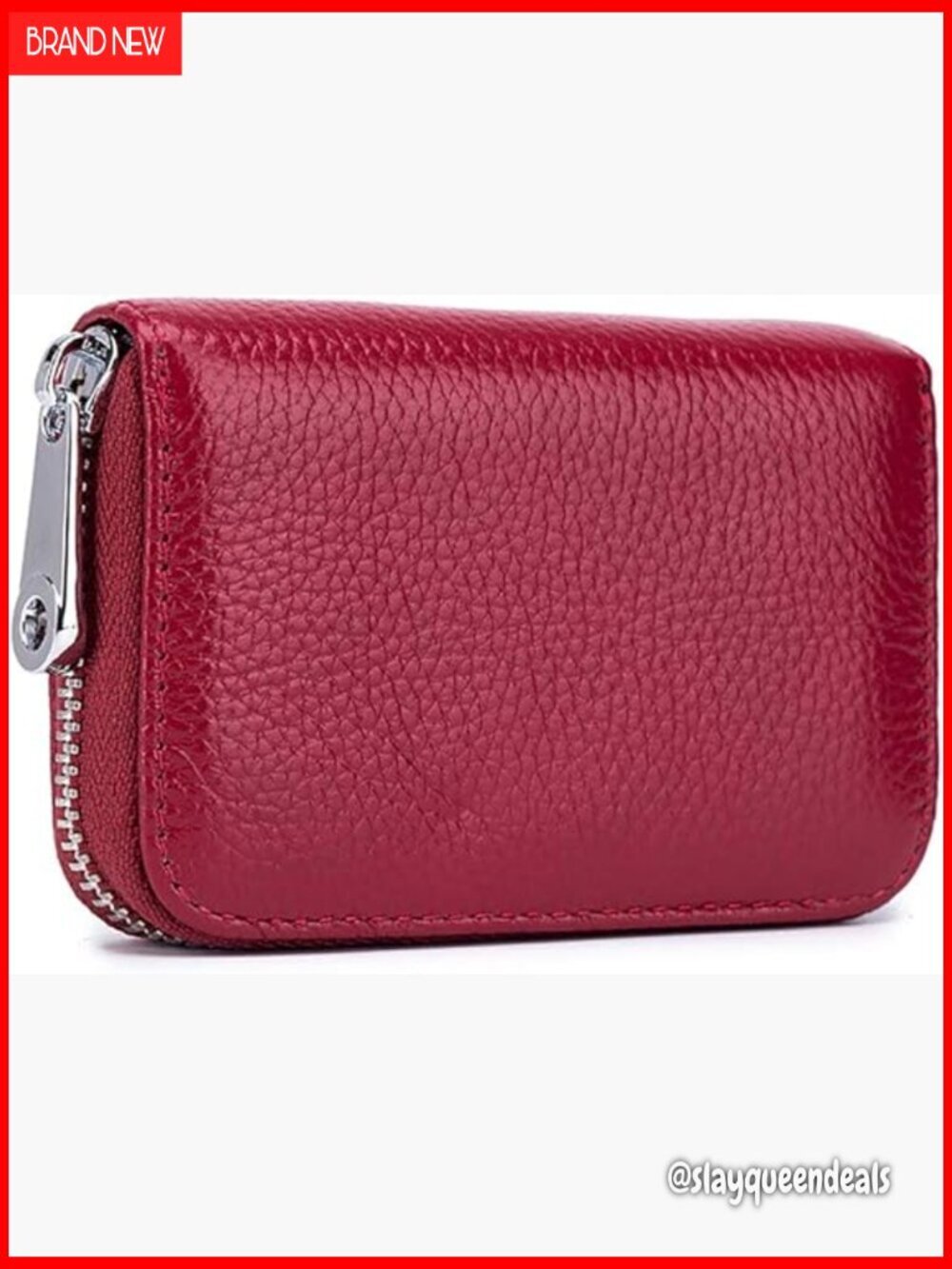 Genuine Leather RFID Blocking Card Holder with Zipper 14 Slots